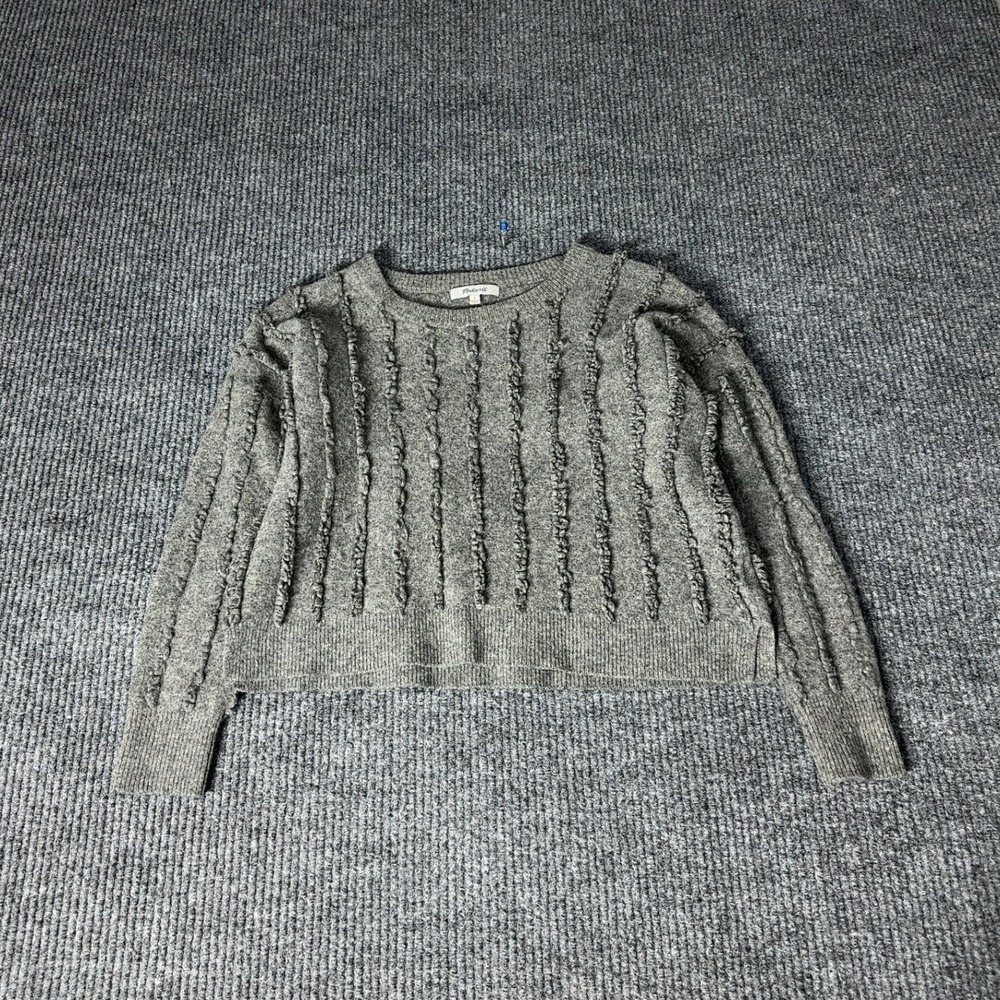 Madewell Sweater Womens S Gray Merino Wool‎ Textured Pullover Crewneck